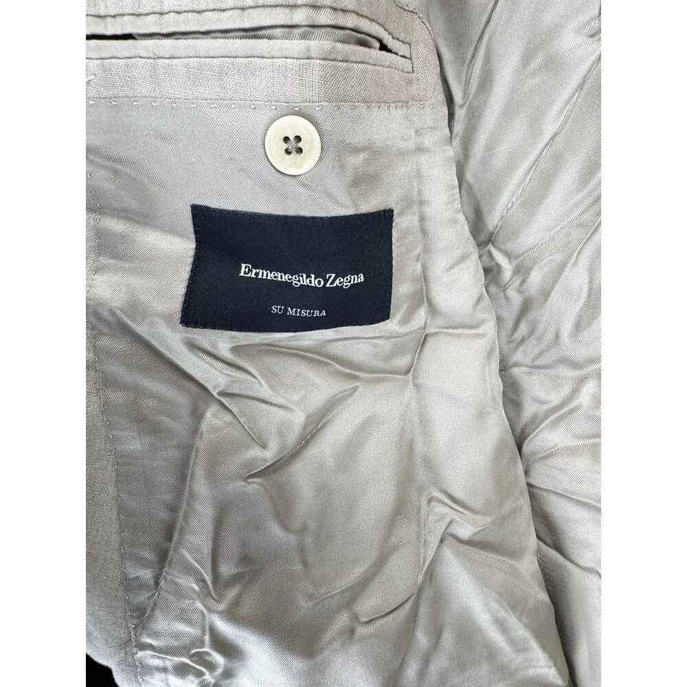 Ermenegildo Zegna Mens 62R Linen Sport Coat Tan Su Misura 1143R0
